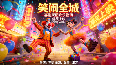 喜剧电影海报 - 搞笑角色与欢乐场景